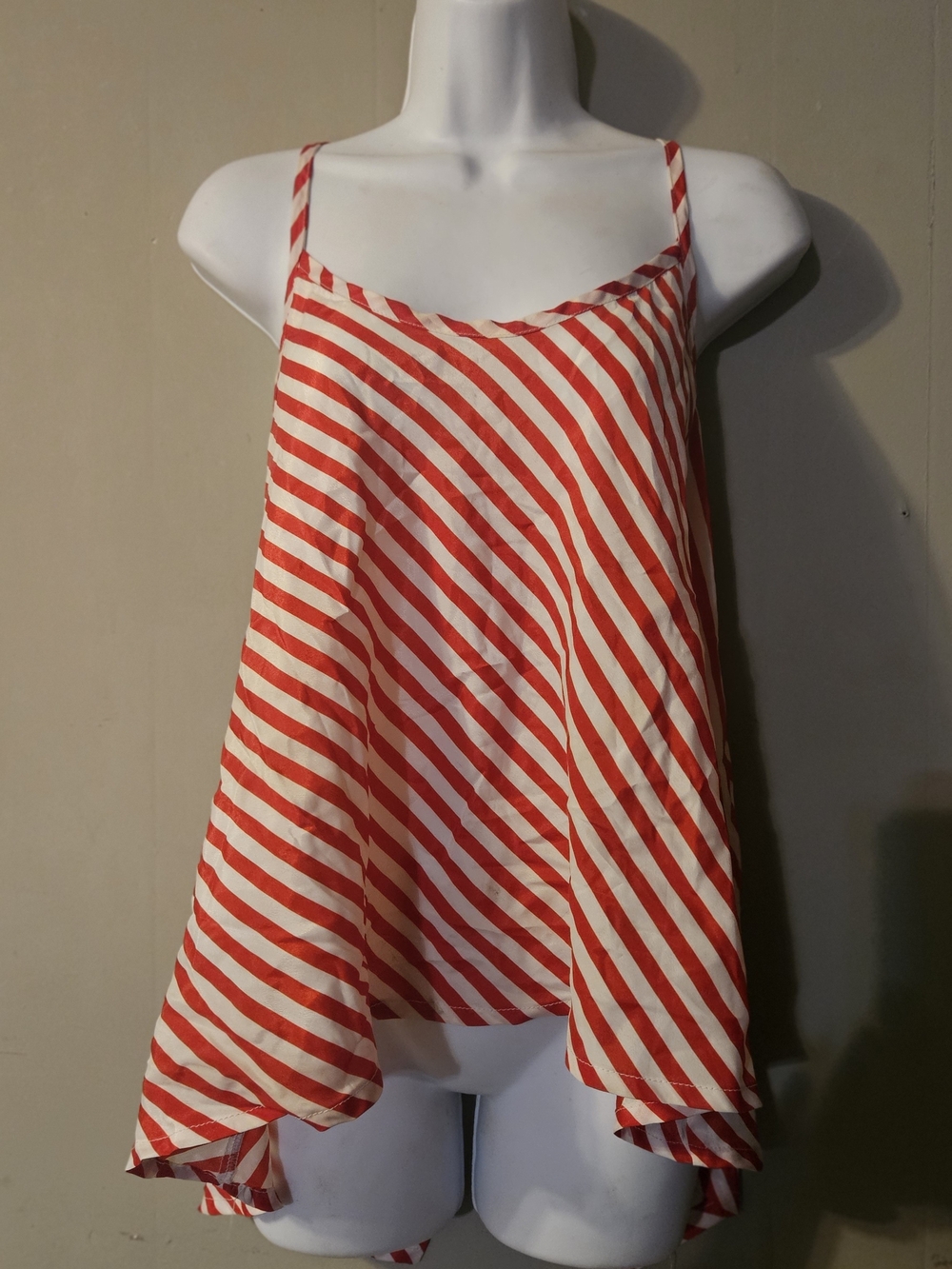 Body Central Red and White Diagonal Stripe Camisole